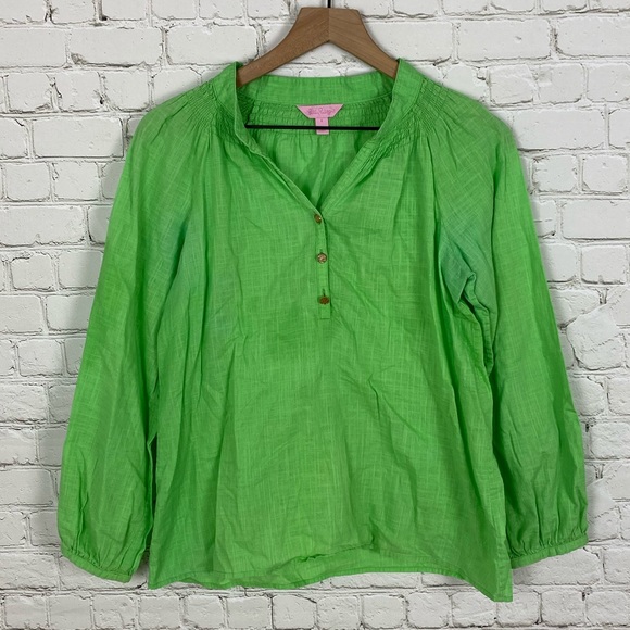 Lilly Pulitzer Tops - Lilly Pulitzer Green Cotton Elsa Blouse